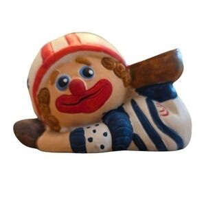 Vintage 1979 Enesco Clown Football Player Ceramic Coin Bank Red White Blue 6.5"